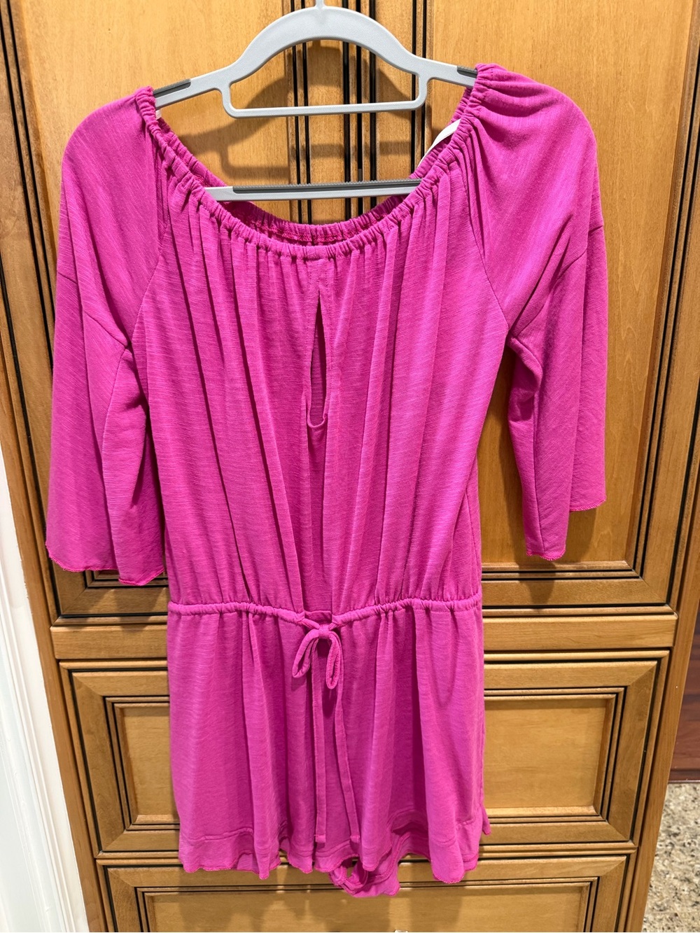 BECCA Bright Fuchsia Off-Shoulder Romper Coverup